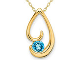 1/4 Carat (ctw) Blue Topaz Drop Pendant Necklace in 14K Yellow Gold with Chain
